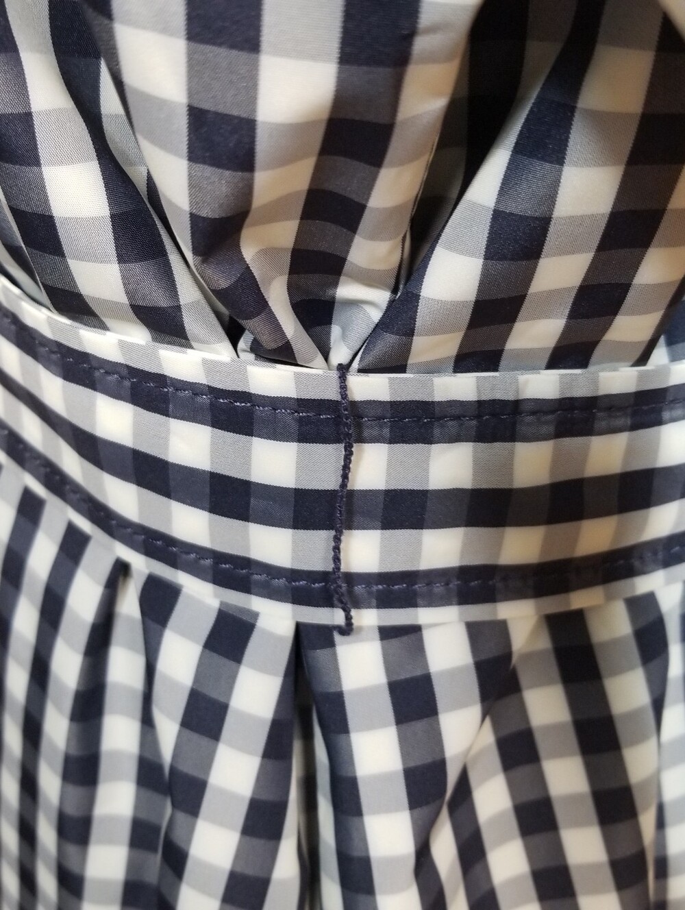 Talbots Womens XL Petite Navy Gingham Check Button Belted Trench Raincoat Jacket - Picture 7 of 12